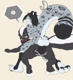 balls big_balls big_penis bodily_fluids cum cum_inside doggystyle feet female from_behind_position genital_fluids genitals impregnation male male/female ovum penetration penis sex simple_background vaginal vaginal_penetration daison_the_fox monty_greymane felid mammal mephitid pantherine skunk snow_leopard absurd_res hi_res