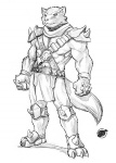 3_toes 5_fingers abs anthro armor biceps big_muscles biped bottomwear cestus claws clothed clothing feet fingers fur knee_guards loincloth male muscular muscular_anthro muscular_male pecs shoulder_guards simple_background skimpy solo standing toes white_background wastelander jak3 sekotta canid canine canis mammal wolf greyscale monochrome