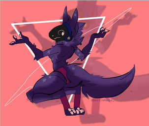 anthro breasts butt female fur machine nude simple_background solo tail text restinpeeps protogen