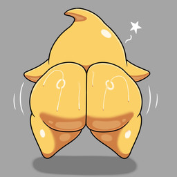 ambiguous_gender big_butt bodily_fluids butt huge_butt not_furry nude solo sweat sweaty_butt thick_thighs wide_hips yellow_body japansadface mario_bros nintendo super_mario_galaxy humanoid luma 1:1 hi_res