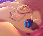 anthro blobby chest_tuft holidays hyper male morbidly_obese obese overweight solo tuft ghgbn animal_crossing christmas nintendo bud_(animal_crossing) felid lion mammal pantherine