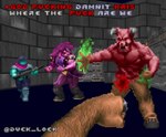 anthro dialogue female first_person_view group male muscular muscular_female muscular_male style_emulation text deadlocked classic_doom deltarune doom_(series) id_software kris_where_are_we microsoft undertale undertale_(series) doom_slayer kris_(deltarune) susie_(deltarune) baron_of_hell demon humanoid monster digital_media_(artwork) english_text meme pixel_(artwork)