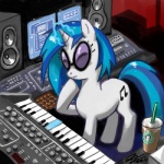 blue_button blue_hair cutie_mark eyewear female feral hair horn inside keyboard long_hair mixing_console monitors multicolored_hair musical_instrument ponybucks quadruped short_hair solo speaker studio sunglasses tail two_tone_hair white_body john_joseco friendship_is_magic hasbro my_little_pony mythology vinyl_scratch_(mlp) equid equine mammal mythological_creature mythological_equine unicorn 1:1 2011