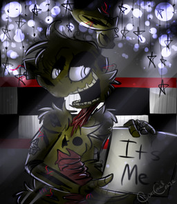 anthro checkered checkered_floor dark exposed_endoskeleton glowing glowing_eyes machine solo caramelcraze five_nights_at_freddy's five_nights_at_freddy's_3 scottgames springtrap_(fnaf) animatronic lagomorph leporid mammal rabbit robot