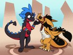 anthro armlet duo gem male ruby_(gem) sapphire_(gem) tail johnnythecheesy mythology corops_blackscale weath_verncel bat dragon mammal mythological_creature mythological_scalie scalie wingless_dragon 4:3