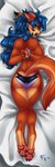 1:3 2015 anthro bird's-eye_view blue_hair bound breasts breath butt butt_heart canid canine carmelita_fox claws clothed clothing collar conditional_dnp cuff_(restraint) curled_hair dakimakura dakimakura_design digital_media_(artwork) digitigrade feet female fluff-kevlar fox full-length_portrait fur hair handcuffs hands_behind_back high-angle_view hindpaw leg_markings lipstick long_hair looking_at_viewer looking_back lying makeup mammal markings metal_cuffs multicolored_body multicolored_fur nipples on_front open_mouth panting pawpads paws piercing portrait rear_view restraints shackles shaded side_boob sly_cooper_(series) socks_(marking) solo sony_corporation sony_interactive_entertainment submissive submissive_female sucker_punch_productions toe_claws tongue tongue_out topless two_tone_body two_tone_fur underwear