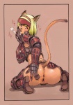 animal_humanoid anus armor blonde_hair boob_armor breasts breath butt cat_humanoid cat_tail clothed clothing covered_breasts felid felid_humanoid feline feline_humanoid female final_fantasy final_fantasy_xi genitals gloves hair handwear humanoid inviting kurohiko looking_at_viewer looking_back mammal mammal_humanoid mismatched_pubic_hair mithra no_underwear panting presenting presenting_pussy pubes pussy raised_tail rear_view short_hair solo spread_pussy spreading square_enix tail warrior_(final_fantasy)