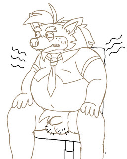 accessory anthro balls chair clothing flaccid furniture genitals male necktie overweight overweight_male penis shirt sitting smelly solo topwear avafterwhatever twende_(series) boss_(twende) hyena mammal 2026