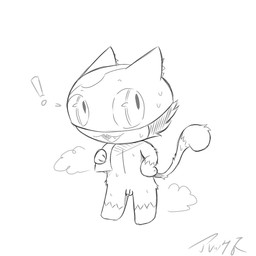 after_shower anthro bodily_fluids chibi ears_back exclamation_point flaccid fur genitals male markings mask mask_only musk nude penis pivoted_ears small_penis smile solo standing tail tail_markings towel towel_on_shoulder wet wet_body wet_fur arekkusu75 atlus megami_tensei persona_(series) persona_5 sega we morgana_(persona) domestic_cat felid feline felis mammal 1:1 hi_res monochrome