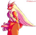 anthro balls beak blush erection feathers fur genitals hair humanoid_genitalia humanoid_penis male non-mammal_balls nude penis simple_background solo standing white_background susuoro nintendo pokemon avian bird blaziken generation_3_pokemon pokemon_(species) 2020 digital_media_(artwork) hi_res