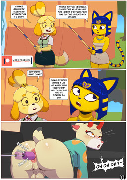 all_fours anal anal_masturbation anal_penetration anthro anus backsack balls blue_hair butt clothed clothing clothing_lift dialogue dildo dildo_in_ass dildo_insertion duo eyes_rolled_up fishing fishing_rod flaccid foreskin genitals gynomorph hair humanoid_genitalia humanoid_penis intersex kimono_lift machine_sex masturbation object_in_ass penetration penis perineum sex_toy sex_toy_in_ass sex_toy_insertion speech_bubble text yellow_body yellow_eyes ike_marshall animal_crossing nintendo ankha_(animal_crossing) isabelle_(animal_crossing) shino_(animal_crossing) canid canine canis deer domestic_cat domestic_dog felid feline felis mammal comic english_text hi_res