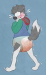 anthro diaper feces heterochromia male pooping soiled_diaper soiling soiling_diaper solo unclean_diaper used_diaper young kippinz kc(d) border_collie canid canine canis collie domestic_dog herding_dog mammal pastoral_dog sheepdog hi_res