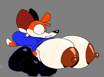 anthro areola belly big_areola big_breasts big_butt big_ears big_nipples black_bottomwear black_clothing black_eyes black_nose black_pants blue_clothing blue_hoodie blue_topwear bottomwear breasts brown_areola brown_ears brown_nipples butt cheek_tuft clothed clothing crossgender dipstick_tail facial_tuft female frown fur glistening glistening_areola glistening_breasts glistening_nipples grey_background hair half-closed_eyes hands_behind_head hoodie huge_areola huge_breasts huge_butt hyper hyper_areola hyper_breasts light looking_at_breasts looking_at_own_breasts looking_at_self markings mtf_crossgender multicolored_body multicolored_fur multicolored_skin narrowed_eyes nipples orange_body orange_fur orange_hair orange_skin orange_tail pants presenting presenting_breasts pupils raised_clothing raised_hoodie raised_topwear shortstack shortstack_female simple_background slit_pupils snout solo standing tail tail_markings teeth thick_thighs topwear tuft two_tone_body two_tone_fur two_tone_tail white_body white_fur white_sclera white_skin white_tail_tip superiorfox soups_(superiorfox) canid canine canis fox mammal red_fox true_fox 2026 colored digital_drawing_(artwork) digital_media_(artwork) drawpile_(artwork) flat_colors lighting shaded simple_shading