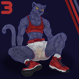 abdl anthro basketball basketball_uniform black_body black_fur bodily_fluids bottomwear clothed clothing diaper diaper_fetish female fur genital_fluids looking_at_viewer markings melanistic muscular pose posing_for_picture simple_background smile solo sportswear spots spotted_body spotted_fur tail text thorns topwear unclean_diaper uniform urine used_diaper wearing_diaper f3lixc4tus goat_(movie) sony_corporation sony_pictures jett_fillmore canid canine felid lagomorph leopard leporid mammal pantherine 1:1 absurd_res digital_media_(artwork) hi_res