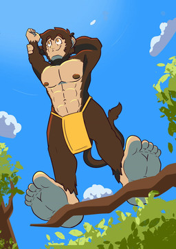 5_fingers 5_toes anthro balls blinds blush bottomwear bottomwear_aside branch brown_body brown_fur brown_nipples clothed clothing clothing_aside cloud countershade_balls countershade_face countershade_feet countershade_genitalia countershade_hands countershade_torso countershading day feet fingers flaccid foot_focus foreskin fur genitals glans humanoid_feet humanoid_genitalia humanoid_penis ineffective_clothing ineffective_loincloth leaf light loincloth loincloth_aside loincloth_only looking_at_viewer low-angle_view male male/male muscular muscular_male nipples on_branch outside penis plant plantigrade sky smile soles solo tail tan_body tan_countershading toes topless tree unretracted_foreskin vein veiny_penis yellow_bottomwear yellow_clothing yellow_eyes yellow_loincloth lucho_lunar animal_humanoid haplorhine humanoid mammal mammal_humanoid monkey monkey_humanoid primate primate_humanoid 2d_animation animated digital_media_(artwork) frame_by_frame lighting shaded short_playtime
