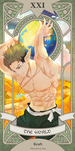 abs biceps card clothed clothing cloud earth green_hair hair humanoid_pointy_ears jewelry major_arcana male muscular necklace nipples obliques pecs planet pointy_ears solo tarot tarot_card the_world_(tarot) topless wheat asok frieren_beyond_journey's_end kraft_(frieren) elf humanoid hi_res