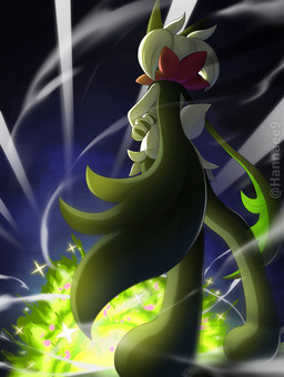 3_fingers ambiguous_gender anthro claws explosion finger_claws fingers flower_(anatomy) fur green_body green_ears green_fur green_tail petals solo sparkles tail hannaee9 nintendo pokemon generation_9_pokemon meowscarada pokemon_(species) 2026 absurd_res hi_res