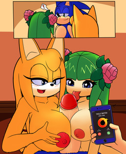 anthro breast_play breast_size_difference breast_squish breasts breasts_frottage cellphone collaborative collaborative_sex collaborative_titfuck cuckold cutaway electronics erection female genitals group humanoid_genitalia humanoid_penis infidelity licking male male/female nipples oral penile penis penis_lick phone plant sex sexting squish teamwork text texting titfuck tongue tongue_out superbunnygt sega sonic_boom sonic_the_hedgehog_(series) sonic_x cosmo_the_seedrian sonic_the_hedgehog zooey_the_fox canid canine elemental_creature eulipotyphlan flora_fauna fox hedgehog humanoid mammal seedrian absurd_res digital_media_(artwork) english_text hi_res pictographics