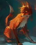 4:5 ambiguous_gender canid canine deadro digital_media_(artwork) feral fox fur mammal orange_body orange_eyes orange_fur paws sitting solo
