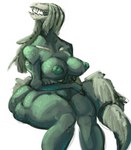 anthro big_breasts bone breasts crossgender female nipples overweight sitting skull solo thick_thighs yamabat scp_foundation scp-682 scalie