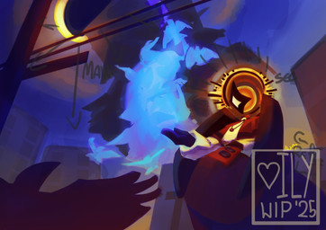 ambiguous_gender aureola big_wings black_clothing black_gloves black_handwear black_wings blue_sky city cityscape clothing eclipse gloves handwear heart_after_signature heart_in_signature heart_symbol jewelry logo pendant puffy_sleeves red_clothing sky solar_eclipse solo wings ilyianart jeribelle angel avian bird columbid corvid corvus_(genus) crow dove humanoid oscine passerine 2025 artist_logo digital_media_(artwork) digital_painting_(artwork) hi_res painting_(artwork) signature unfinished