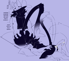 anal anal_penetration anthro anus balls blush blush_lines bodily_fluids butt butt_grab cum cum_from_ass cum_in_ass cum_inside dialogue duo ear_piercing eyes_closed feet from_front_position genital_fluids genitals hair hand_on_butt kissing looking_back lying male male/male nude nude_male on_back open_mouth orgasm paws penetration penile penile_penetration penis penis_in_ass perineum piercing pillow reverse_missionary_position sex simple_background speech_bubble spread_butt spreading tail tail_motion tailwag text nerunaur spot_(noirzvault) vanille_(noirzvault) domestic_cat felid feline felis mammal 2026 english_text hi_res signature
