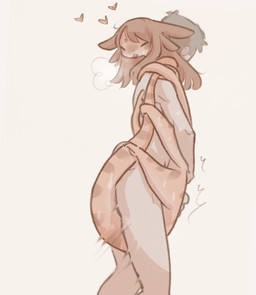 4_ears 6_arms antennae_(anatomy) breath carrying_another circle_eyebrows duo eyebrows female hair heart_symbol holding_another long_hair long_tail male markings messy_hair motion_lines multi_arm multi_ear multi_limb nude open_mouth panting pink_body pink_hair pink_skin sex standing standing_sex striped_body striped_markings stripes tail tail_coil tentacle_arms tentacles thrust_lines thrusting tateoftot annelisse_(tateoftot) alien human mammal onycaudari hi_res