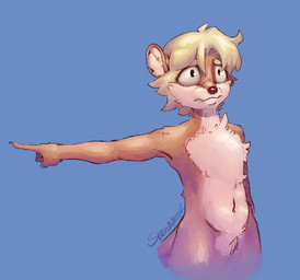 anthro blonde_hair chest_tuft femboy gesture hair hand_gesture male nude pointing pointing_at_another shocked solo tuft silverhawkpx45 nova_(otterlynova) mammal mustelid otter