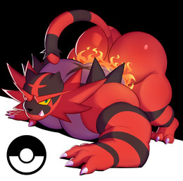 4_fingers anthro big_butt big_muscles big_pecs black_body black_fur bubble_butt butt claws fangs fingers fur green_eyes male multicolored_body multicolored_fur muscular muscular_anthro muscular_male one_eye_closed pecs red_body red_fur serious_face solo tail teeth thick_thighs yellow_sclera bigbchevalier nintendo pokemon generation_7_pokemon incineroar pokemon_(species) 2025 absurd_res hi_res