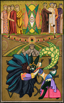 anthro biped blue_clothing blue_robe brown_clothing brown_hair clothing covering covering_face dark_body dark_fur dark_mask duo_focus fur gold_(metal) gold_jewelry green_body green_clothing green_fur green_hair green_mask green_tail group hair jewelry looking_at_another looking_at_viewer orange_clothing pink_clothing purple_clothing red_clothing robe tail white_clothing yellow_clothing halfbaked-hope nintendo pokemon dancer_style_meowscarada generation_9_pokemon human mammal meowscarada pokemon_(species) 2024 absurd_res hi_res huge_filesize spanish_description