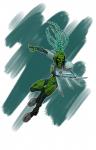 armor cybernetics dagger female green_body green_hair hair holding_object holding_weapon long_hair machine mask mechanical_arm melee_weapon not_furry prosthetic prosthetic_arm prosthetic_limb simple_background solo standing weapon white_background yellow_eyes bioniclechicken bionicle lego lariska_(bionicle) biomechanical cyborg humanoid 2018 digital_drawing_(artwork) digital_media_(artwork) hi_res