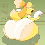 anthro big_butt butt clothing female panties rear_view sitting solo underwear severingaxis183 animal_crossing nintendo isabelle_(animal_crossing) canid canine canis domestic_dog mammal 1:1 hi_res