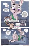 2024 amadose anthro anus biped blep bodily_fluids bottomless clothed clothing comic dialogue disney english_text female fur genital_fluids genitals grey_body grey_fur group heart_symbol hi_res judy_hopps lagomorph leporid male mammal purple_eyes pussy rabbit rear_view red_pussy scar scars_on_thighs short_tail speech_bubble tail teeth text tongue tongue_out url vaginal_fluids zootopia