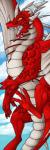 1:3 2016 amocin blizzard_entertainment bookmark_design claws cloud day digital_media_(artwork) dragon drogan_(amocin) druids_the_comic fangs feral fin horn male mythological_creature mythological_scalie mythology open_mouth outside paws red_body red_scales scales scalie sky solo tail teeth toe_claws tongue warcraft wings