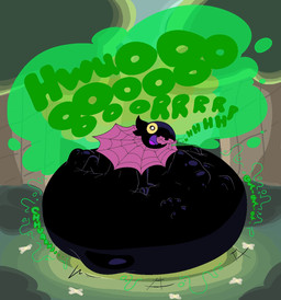 after_vore ambiguous_gender anthro anthro_pred belly belly_on_ground big_belly black_body black_feathers body_outline burp_cloud burping digestion entrapment feathers forest green_burp_cloud group imprint magic_user plant rumbling_stomach tree trio vore yellow_sclera zetheseus puppy_guard wick_(puppy_guard) avian bird corvid corvus_(genus) crow oscine passerine hi_res