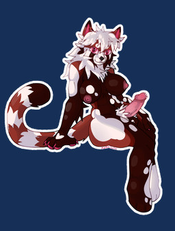 anthro big_breasts big_butt bodily_fluids breasts butt erection genital_fluids genitals gynomorph intersex looking_at_viewer penis precum sitting solo marblecakes ailurid mammal red_panda alpha_channel hi_res
