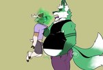 anthro belly big_belly blush bulge burp_cloud burping burping_in_face clothing duo erection gas hand_in_pocket male male/male open_mouth overweight overweight_male pockets shirt shirt_grab tank_top topwear wildside ken_tsung_(wildside) canid canine deer fox mammal 2023 hi_res