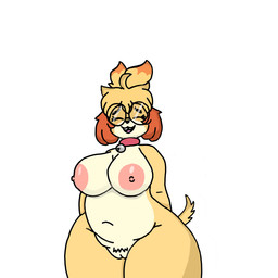 anthro areola bell bell_collar belly big_breasts big_butt breasts butt collar eyewear female glasses nerd overweight overweight_female smile solo thick_thighs wearing_glasses frutigooner animal_crossing nintendo derpybelle derpybelle_(jhenightfox) isabelle_(animal_crossing) canid canine canis domestic_dog mammal shih_tzu toy_dog
