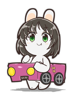 alternate_species anthro bangs bent_arm black_eyebrows black_hair blush blush_lines cardboard cardboard_vehicle closed_smile eyebrow_through_hair eyebrows eyelashes eyelashes_through_hair fangs featureless_crotch featureless_feet feet female female_anthro fur furrification gesture green_eyes green_pupils grey_outline hair hand_gesture happy lidded_eyes light long_ears medium_hair mitten_hands mouth_closed noseless nude nude_anthro nude_female outline pupils rabbidification simple_background smile solo standing tan_eyelids tan_inner_ear teeth thin_eyebrows thumbs_up translucent translucent_hair white_background white_body white_fur charisuke cygames idolmaster_cinderella_girls raving_rabbids rayman_(series) ubisoft miyo_harada lagomorph mammal rabbid 2024 absurd_res colored digital_drawing_(artwork) digital_media_(artwork) full-length_portrait hi_res japanese_description lighting portrait shaded simple_shading