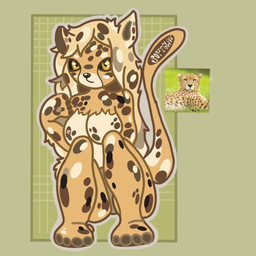 anthro anthrofied big_breasts black_sclera blonde_hair breasts featureless_breasts female fur hair looking_at_viewer markings nude nude_anthro nude_female simple_background sitting solo spots spotted_body spotted_fur tail yellow_eyes s0ftclaw cheetah felid feline mammal 1:1 2026 digital_media_(artwork) reference_image