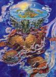 ambiguous_gender cloud cosmos feral flat_earth group island moon ship sky star sun sunset trunk tusks vehicle water watercraft waterfall josh_kirby discworld the_great_a'tuin chelys_galactica elephant elephantid mammal proboscidean reptile scalie turtle hi_res