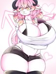 aevee_goat anthro big_breasts big_butt biped breasts bulge butt cleavage clothed clothing crossdressing gynomorph gynomorph_anthro hair horn huge_breasts intersex intersex_anthro pink_body pink_hair solo thick_thighs yellow_eyes dvalinarts bovid caprine goat mammal absurd_res hi_res trans_(lore) trans_woman_(lore)