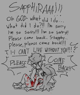 begging big_ears blood blood_on_hand bodily_fluids bra bruised clothing corpse cradling crying death duo emotional_damage female female/female footwear frilly frilly_clothing frilly_footwear frilly_socks fur gore hair high_heels holding_corpse lifeless_eyes long_hair makeup mascara mourning one_eye_obstructed one_eye_visible panicking regret running_makeup running_mascara sad shadow shaking shoes short socks tears text tragedy traumatized tremble_spikes trembling underwear white_body white_fur wounded yelling fatal_affection rubee_(lewdles) sapphira_(lewdles) arctic_fox canid canine fox mammal true_fox english_text sibling_(lore) sister_(lore) sisters_(lore) twins_(lore)
