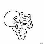 :3 anthro anus anus_only butt chibi female looking_at_viewer makeup presenting presenting_anus shaking_butt simple_background smug solo standing traditional_animation twerking white_background simski animal_crossing nintendo pecan_(animal_crossing) mammal rodent sciurid tree_squirrel 1:1 animated black_and_white monochrome short_playtime signature sketch