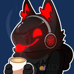 anthro beverage black_body black_fur clothing coffee coffee_mug fur glowing glowing_ears glowing_face glowing_symbol heart_symbol hoodie machine male protogen_armor protogen_face protogen_visor red_ears red_eyes red_face red_symbol simple_background solo steam topwear transparent_background starpupalex gabogen_(gavinator96) protogen 1:1 2024 alpha_channel digital_drawing_(artwork) digital_media_(artwork) hi_res shaded