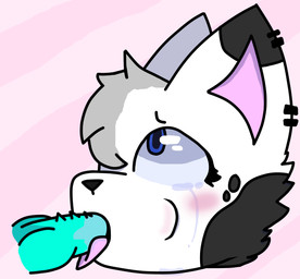anthro bodily_fluids crying duo fellatio female genitals machine male male/female mottled oral penile penis piebald sex tears milkyfox byteware milky_(milkyfox) calico_cat domestic_cat felid feline felis mammal protogen headshot_portrait portrait