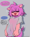 anthro bedhead bottomless breasts clothed clothing duo featureless_breasts female male male/female requesting sex_request text tired translucent translucent_clothing quavernsfw sega sonic_the_hedgehog_(series) amy_rose sonic_the_hedgehog wojak eulipotyphlan hedgehog mammal english_text hi_res