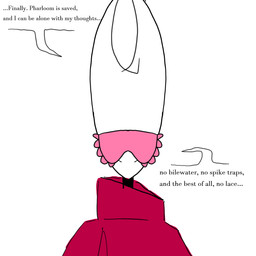 ambiguous_gender anthro biped blindfold covered_eyes dialogue eyemask eyes_closed eyewear front_view mask mouthless simple_background sleep_mask solo speech_bubble talking_to_self text white_background professornoodless hollow_knight:_silksong hollow_knight_(franchise) team_cherry hornet_(hollow_knight) arthropod insect 1:1 2025 colored_sketch digital_drawing_(artwork) digital_media_(artwork) english_text hi_res sketch female_(lore)