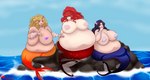 belly belly_poke big_belly big_breasts breasts female group hair huge_belly huge_breasts hyper hyper_belly laugh long_hair morbidly_obese obese overweight split_form trio m-a-v-e-r-i-c-k h2o:_mermaid_adventures cleo_sertori emma_gilbert rikki_chadwick humanoid marine merfolk absurd_res hi_res