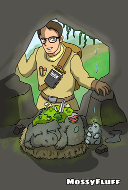 1_horn ambiguous_feral ambiguous_gender backpack brown_hair cave clothed clothed_human clothing crystal day droplets explorer eye_contact eyes_closed eyewear feral fully_clothed fungus fur glasses gloves grey_body grey_eyes grey_fur group hair handwear hooves horn human_focus light_body light_skin looking_at_another male male_human moss mushroom nest notebook open_mouth pencil_(object) plant rock sitting size_difference sleeping standing text trio water wearing_glasses white_horn young young_ambiguous young_feral carpdime fluffy_pony elemental_creature flora_fauna fluffy_pony_(species) human mammal digital_media_(artwork) shaded species_name